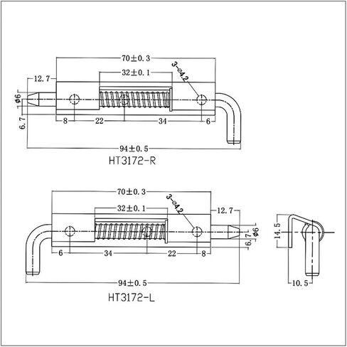 Stainless Steel Spring Bolt Hinge Iron Sheet Cabinet Door Detachable Left and Right Cabinet Door Bolts 1Pcs(Left Direction) in Saudi Arabia