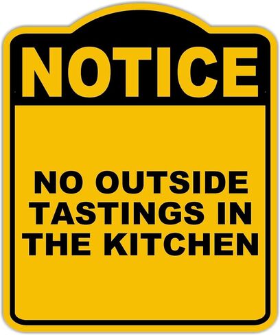 لا يوجد تذوق خارج في المطبخ لاحظ علامة مركبة من الألومنيوم الأسود الصفراء 20 × 24 بوصة in Kuwait