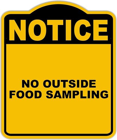 لا توجد عينة من أخذ عينات الطعام الخارجية علامة الألومنيوم السوداء الصفراء المركب 8.5 × 10 بوصات in Kuwait