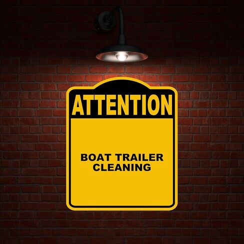 BOAT TRAILER CLEANING Attention Yellow Black Aluminum Composite Sign 8.5 x 10 inches in Kuwait