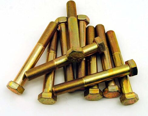 (10) Hex Head Bolts 5/8-18 x 4-1/2 Grade 8 Fine Yellow Zinc USA Made in Saudi Arabia