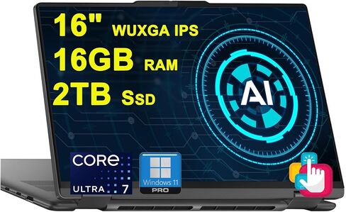Lenovo Yoga 7 16 2-in-1 AI PC Laptop 16" WUXGA IPS Touch Glossy Intel 12-core Ultra 7 155U 16GB DDR5 1TB SSD Backlit Fingerprint Thunderbolt FHD IR Privacy Camera Win11Pro w/ICP Accessory in Saudi Arabia