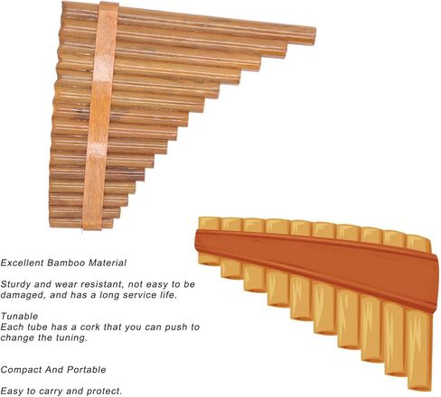 Professional Wooden Panpipe Pan Flute 15 Pipes G Key Woodwind Musical Instrument Pan Pipe Flute (Right Hand) in Saudi Arabia