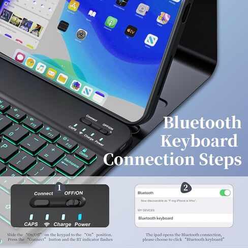 علبة 10 مع لوحة مفاتيح Bluetooth متوافقة مع iPad 10th Generation 10.9 بوصة 2022 ، غطاء واقي مع حامل قلم رصاص ، لوحة مفاتيح قابلة لإعادة الشحن القابلة للانفصال مع الإضاءة الخلفية القابلة للتعديل ، الوردي in Kuwait