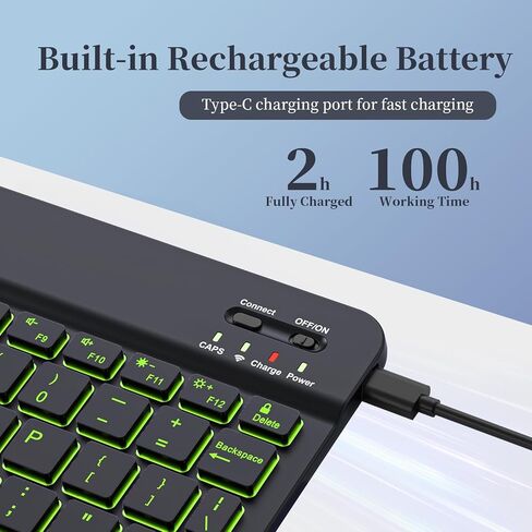 علبة 10 مع لوحة مفاتيح Bluetooth متوافقة مع iPad 10th Generation 10.9 بوصة 2022 ، غطاء واقي مع حامل قلم رصاص ، لوحة مفاتيح قابلة لإعادة الشحن القابلة للانفصال مع الإضاءة الخلفية القابلة للتعديل ، الوردي in Kuwait