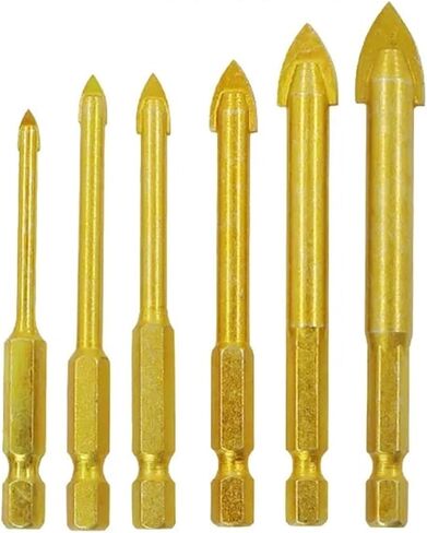6pcs 1/4inch hex shank glass بتات الحفر الزجاجية المغلفة مجموعة 4 5 6 8 10 12 مم خرسانة طرف مسطحة الحفر بتات DB02009 in Saudi Arabia