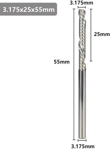 3.175mm موجه التوجيه ساق 1/8inch شانك واحد من الخشب الحلزوني الفلوت 1pcs (3.175x32x65) in Saudi Arabia