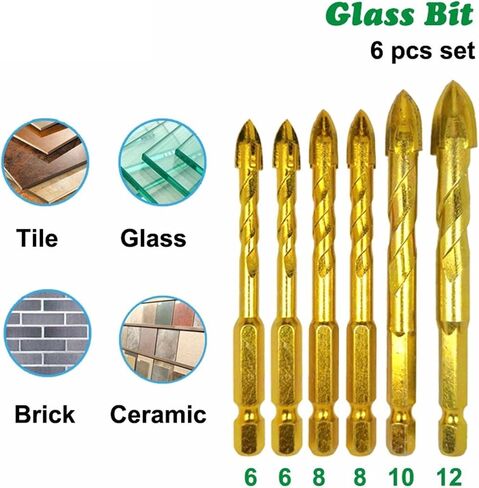 6pcs 1/4inch سداسي سداس تويست زجاجات زجاجية الحفر السيرامي in Saudi Arabia