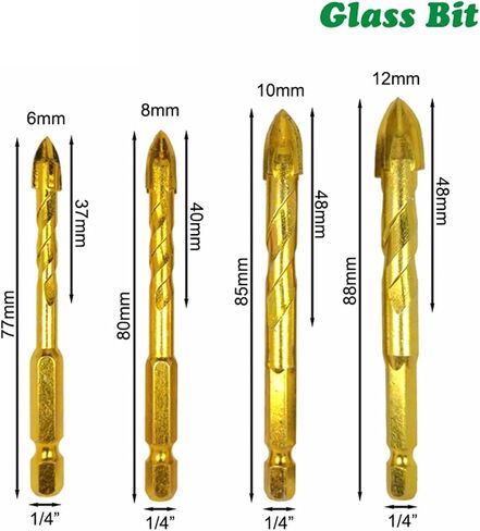 6pcs 1/4inch سداسي سداس تويست زجاجات زجاجية الحفر السيرامي in Saudi Arabia