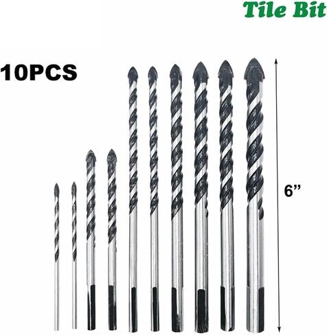 10Pcs Multi Functional Extended Glass Drill Bit Triangle Drill Bits for Ceramic Tile Concrete Glass Marble DB02065 in Saudi Arabia