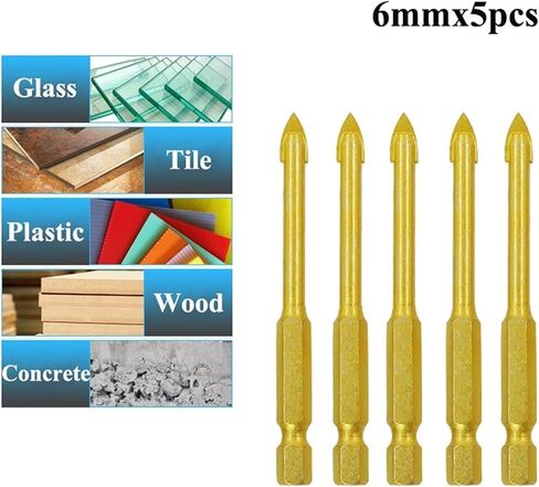 5ppcs 1/4inch hex shank bits glass pits prit clated clating prick stungsten tungsten tugsten tip beal brilling 02011 in Saudi Arabia