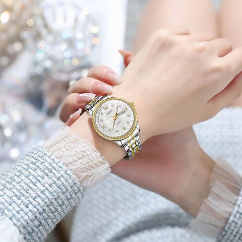 OLEVS Watch Women with Day Date Luxury Stainless Steel Ladies Watch Elegant Small Wrist Women's Dress Watches Diamond Quartz Watches for Women in Saudi Arabia