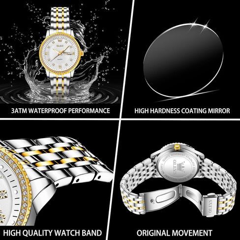 OLEVS Watch Women with Day Date Luxury Stainless Steel Ladies Watch Elegant Small Wrist Women's Dress Watches Diamond Quartz Watches for Women in Saudi Arabia