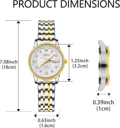 OLEVS Watch Women with Day Date Luxury Stainless Steel Ladies Watch Elegant Small Wrist Women's Dress Watches Diamond Quartz Watches for Women in Saudi Arabia
