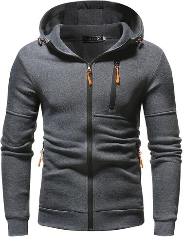 Hoodies for Men Zip Up Hooded Sweatshirt Athletic Jackets Lightweight Long Sleeve Jacket with Zipper Pockets in Kuwait