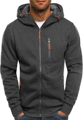 Hoodies for Men Zip Up Hooded Sweatshirt Athletic Jackets Lightweight Long Sleeve Jacket with Zipper Pockets in Kuwait
