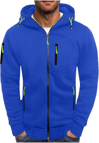 Hoodies for Men Zip Up Hooded Sweatshirt Athletic Jackets Lightweight Long Sleeve Jacket with Zipper Pockets in Kuwait