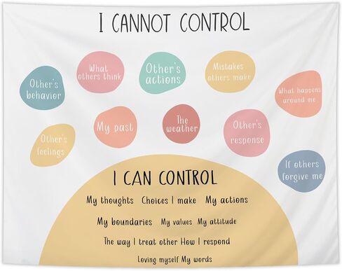 NATSUNO Mental Health Tapestry, I Can and Cannot Control Wall Tapestry for Classroom, Boho Colorful Tapestries Wall Hanging for Calm Down Corner Counseling Therapy Office Decor, 50x60 Inches in Kuwait