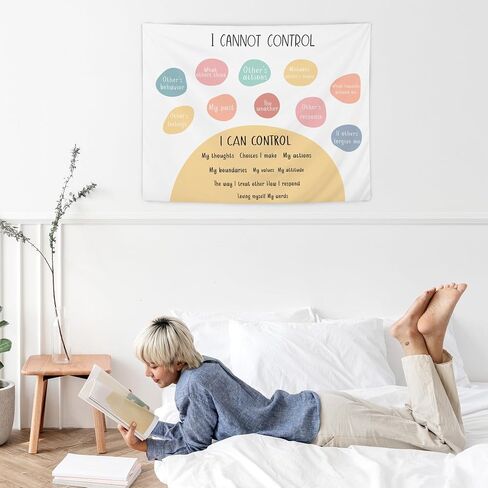 NATSUNO Mental Health Tapestry, I Can and Cannot Control Wall Tapestry for Classroom, Boho Colorful Tapestries Wall Hanging for Calm Down Corner Counseling Therapy Office Decor, 50x60 Inches in Kuwait