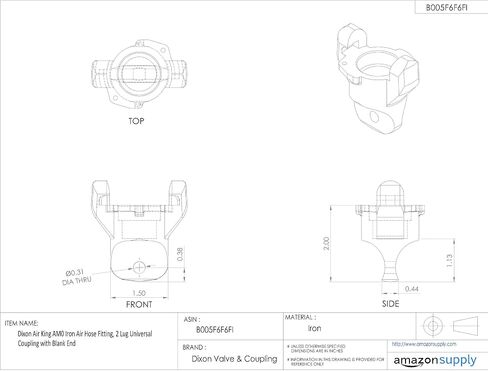 Dixon Air King AM0 Iron Air Hose Fitting ، 2 Lug Universal اقتران مع نهاية فارغة in Saudi Arabia