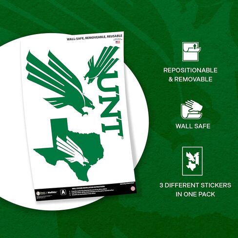Desert Cactus University of North Texas Wallstix Und Mean Mean Green Removable Wall Sticker 11x17 Vinyl Secal Indoor Outdoor Use (Design A) in Saudi Arabia