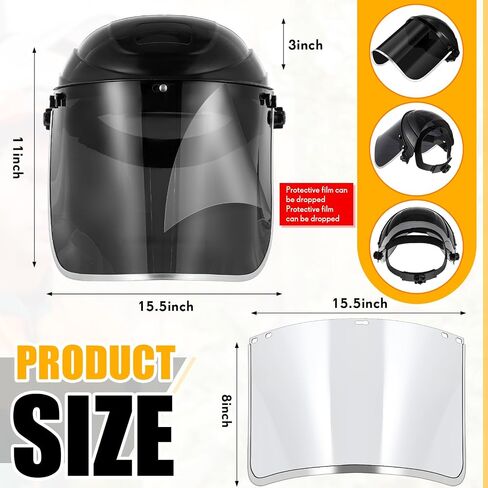 Amylove 2 PCS Safety Face Shield للطحن وقطع أقنعة الحماية خفيفة الوزن مع قناع واقي بديل واضح (النمط الكلاسيكي ، الأحمر) in Saudi Arabia