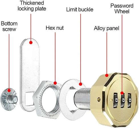 Zinc Alloy Cupboard Drawer Code Lock 3 Digital Combination Lock Cabinet Mailbox Locker Password Lock Home Furniture Hardware 1Pcs(20mm-Color 5) in Saudi Arabia