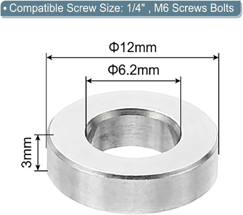 TOP-VIGOR 10Pcs M6 Aluminum Spacer, 6.2mm ID x 15mm OD x 6mm Length Metal Spacer, Round Plain Finish Spacer Screw Standoff Bushing for M6 Screws Bolts and Rods in Saudi Arabia