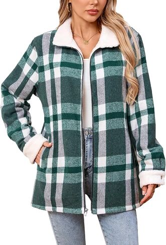 سترات شيربا المبطنة بالسيدات شيربا تطفو طوق الكامل zip fleece flannel سترة للنساء العصرية in Kuwait