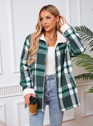 سترات شيربا المبطنة بالسيدات شيربا تطفو طوق الكامل zip fleece flannel سترة للنساء العصرية in Kuwait