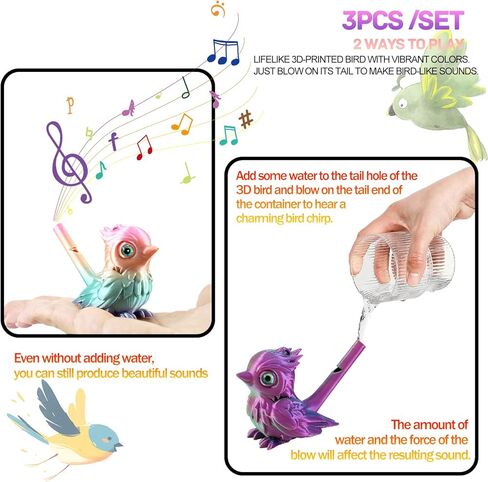 3pcs صفارات مياه الطيور ، صفارات نداء الطائر المطبوعة ثلاثية الأبعاد ، واردة مياه مياه ملونة in Kuwait