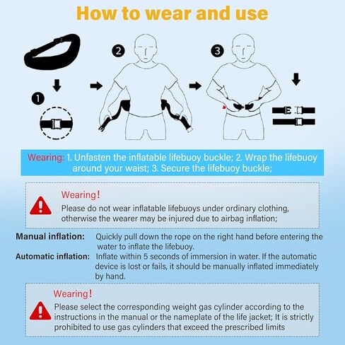 Automatic Inflatable Belt Pack Water Sports Lifjacket Waist Belt PFD for SUP Paddleboarding Fishing Boating Kayaking（fit 80-330 lbs） in Kuwait