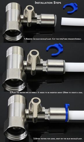 Stainless Steel Water Supply Adapter 1/2" x 1/2" x 1/4" Tee Stop Valve with Push-to-Connect Quick Fitting, Perfect for Reverse Osmosis Water Filters, and PE Pipe Shunts in Refrigerator Systems in Saudi Arabia