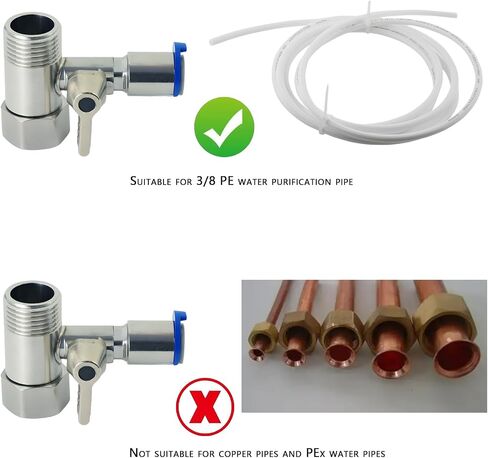 Stainless Steel Water Supply Adapter 1/2" x 1/2" x 1/4" Tee Stop Valve with Push-to-Connect Quick Fitting, Perfect for Reverse Osmosis Water Filters, and PE Pipe Shunts in Refrigerator Systems in Saudi Arabia