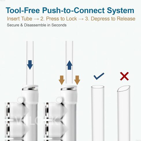Push to Connect Tube Fittings, 5 Way 6mm OD Plastic Inline Manifold Union Air Line Fittings PK-6 (Pack of 6) in Kuwait