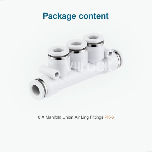 Push to Connect Tube Fittings, 5 Way 6mm OD Plastic Inline Manifold Union Air Line Fittings PK-6 (Pack of 6) in Saudi Arabia