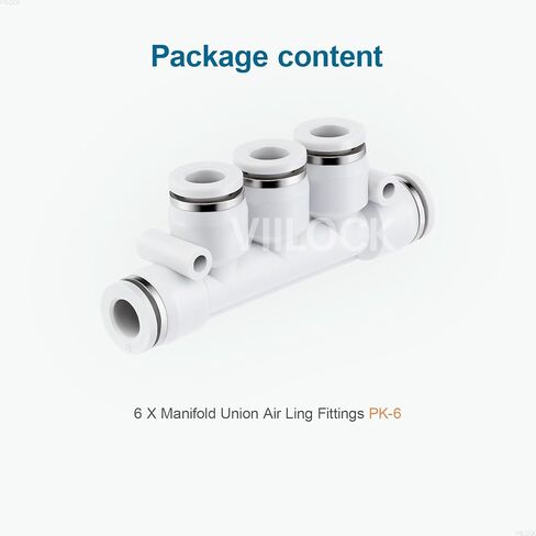 Push to Connect Tube Fittings, 5 Way 6mm OD Plastic Inline Manifold Union Air Line Fittings PK-6 (Pack of 6) in Kuwait