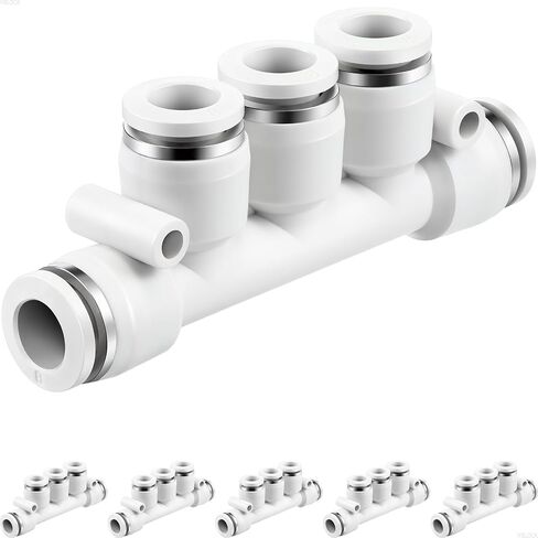 Push to Connect Tube Fittings, 5 Way 6mm OD Plastic Inline Manifold Union Air Line Fittings PK-6 (Pack of 6) in Saudi Arabia