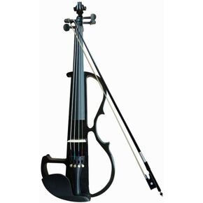Full Size Violin, Full Size 4/4 Solid Wood Electric Silent Violin with Chin Rest, Ebony Fittings, Carrying Hard Case, Extra Strings, Audio Cable, Rosin, Bow, Black in Saudi Arabia