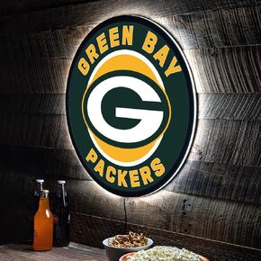 Team Sports America Evergreen NFL Green Bay Packers | فائقة الرقيقة LED LED SIGN DECER | 23 بوصة جولة | صنع في الولايات المتحدة in Kuwait