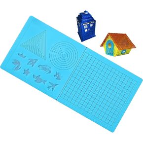 Blue 3D Pen Mat - حصيرة طباعة ثلاثية الأبعاد للأطفال ، البالغين - 16.7x7.9 بوصة 3D حصيرة مع أنماط حيوانية ، مثلثات ، دوائر ، شبكات مربعة لأقلام الطباعة ثلاثية الأبعاد - الأزرق in Kuwait
