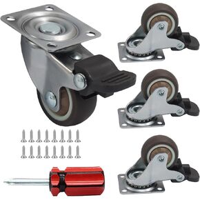 4pcs 1inch عجلات العجلات المنخفضة ، عجلات دوارة العجلات مع مكابح قفل ، عجلات مطاطية هادئة صغيرة TPR للأثاث ، الطاولات ، الصناديق in Kuwait