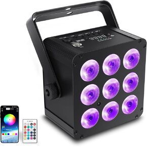 مصابيح PAR القابلة لإعادة الشحن ، 54W RGBWA+UV 6IN1 بطارية تعمل بالبطارية مع التحكم اللاسلكي 2.4G ، أضواء مرحلة LED مع تغيير اللون ، التحكم في الصوت والتحكم عن بُعد في نطاق أشرطة (2pcs) in Kuwait