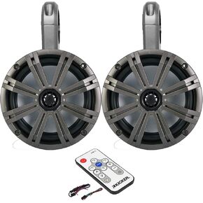 KICKER Marine 8" LED Wake Tower System with Black enclosures and Silver Grilles, Includes Remote for LEDs in Kuwait