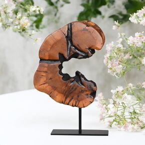 WELLAND Round Cedar Wood Sculpture 13.77" W x 13.77" D x 14" H, Wood Tabletop Sculpture, Irregular Shape décor for Living Room, Bedroom, Home Office in Kuwait