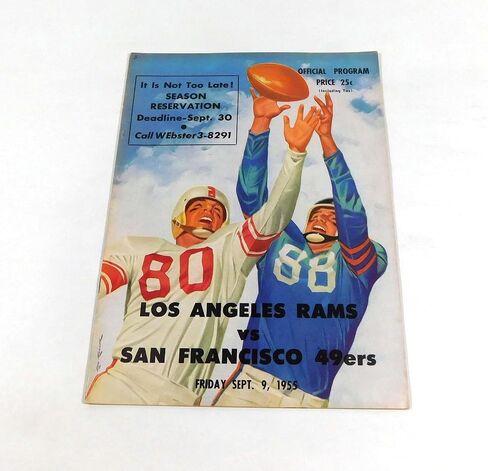 1955 سان فرانسيسكو 49ers في برنامج لوس أنجلوس رامس كرة القدم NFL 9-9-55-برامج اتحاد كرة القدم الأميركي in Saudi Arabia