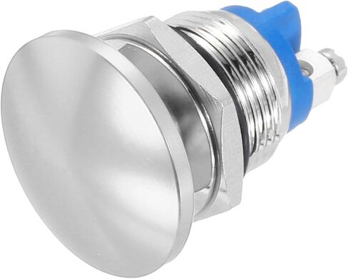 MECCANIXITY 1PCS 5A 16MM 7/8" Momentary Mushroom Head Push Button Switch 12V 24V 120V 250V AC Silver 1NO Waterproof IP65 SPST Domed Round 2 Screw Foot Button in Saudi Arabia