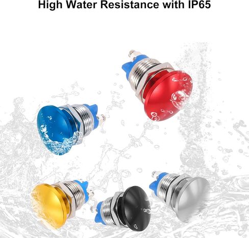 MECCANIXITY 1PCS 5A 16MM 7/8" Momentary Mushroom Head Push Button Switch 12V 24V 120V 250V AC Silver 1NO Waterproof IP65 SPST Domed Round 2 Screw Foot Button in Saudi Arabia
