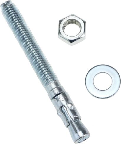 QWORK Wedge Anchor Zinc Plated Heavy Duty Fastener, 1/2 Inch x 4-1/2 Inch, 50 Pieces - Carbon Steel for Concrete Applications in Saudi Arabia