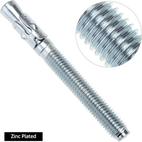 QWORK Wedge Anchor Zinc Plated Heavy Duty Fastener, 1/2 Inch x 4-1/2 Inch, 50 Pieces - Carbon Steel for Concrete Applications in Saudi Arabia